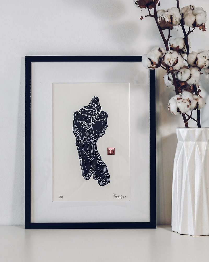 Original artwork - Clenched fist. Hand printed linocut. Limited edition - Wall Décor - Paper Black