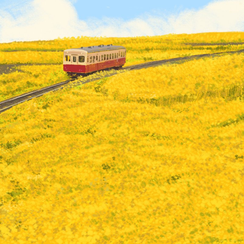 【小湊鐵道】世界風景 數位版畫 － 不含框 - 掛牆畫/海報 - 紙 黃色