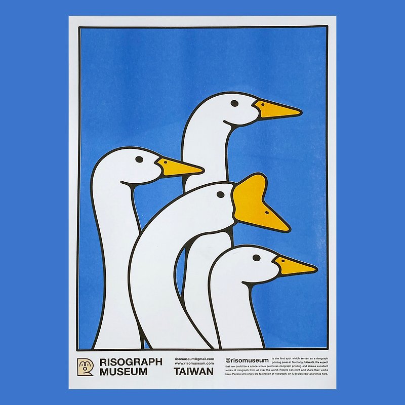 Geese Geese A3 Poster - การ์ด/โปสการ์ด - กระดาษ สีน้ำเงิน