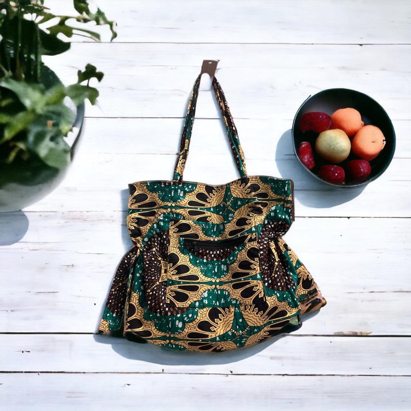 Shoulder Bag, Handbags, Handmade Bags, African tote bag, adjustable strap - 手提包/手提袋 - 棉．麻 咖啡色