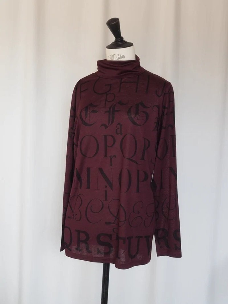 HERMÈS by Martin Margiela Calligraphy High-Neck Top エルメス マルジェラ期 カリグラフィー ヴィンテージ - 女上衣/長袖上衣 - 棉．麻 紅色
