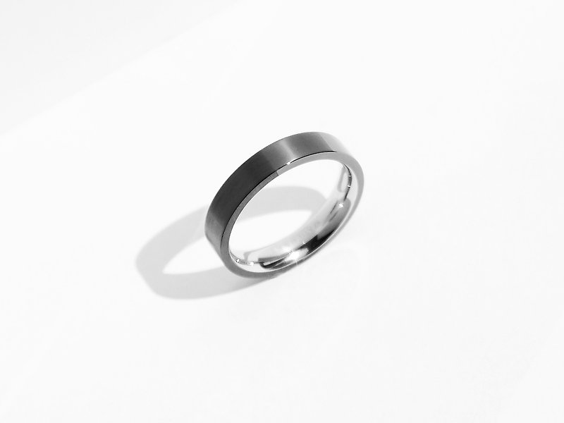 Dual Texture雙質感鈦鋼戒指 | 灰 | 客製刻字 - 戒指 - 不鏽鋼 灰色
