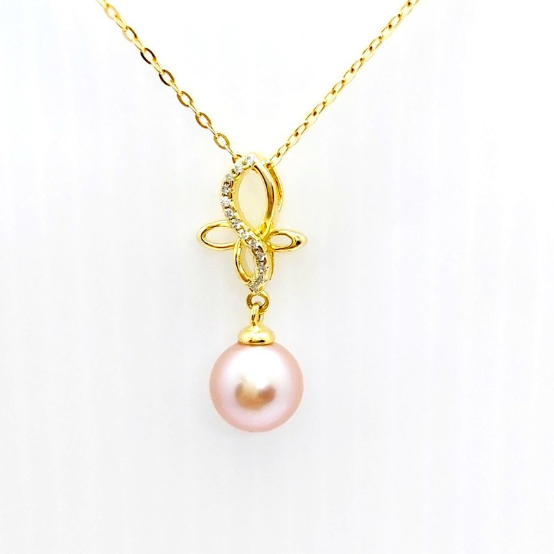 Elegant streamline freshwater pearl sterling silver necklace - สร้อยคอ - ไข่มุก 