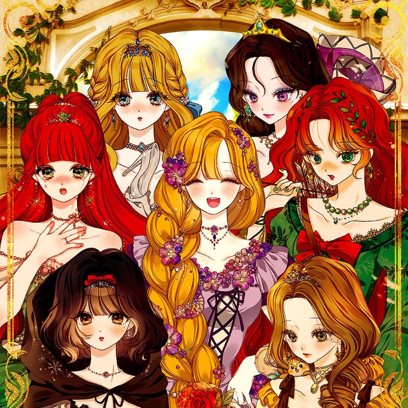 All Princess (8Color) - 貼紙 - 紙 多色