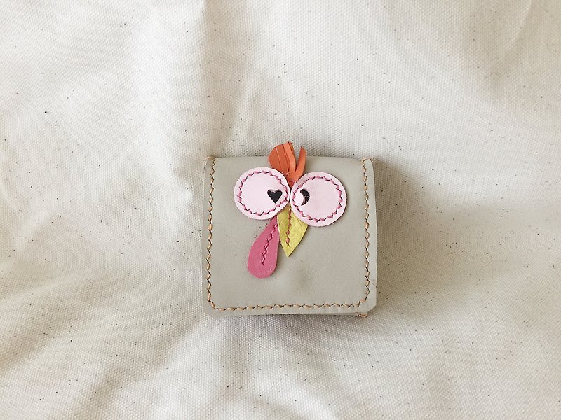 Zoo Series - Chicken Coin Purse Hand Sewn Handmade Leather Goods - Coin Purses - Genuine Leather Khaki