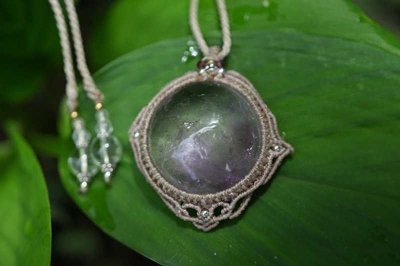 Perfectly round amethyst ★ Lavender amethyst macrame necklace 1635 - สร้อยคอ - เครื่องเพชรพลอย 