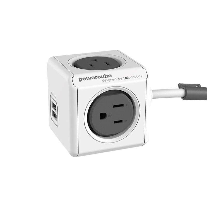 荷蘭 allocacoc PowerCube雙USB延長線/灰色/線長3公尺 - 行動電源/充電線 - 塑膠 灰色