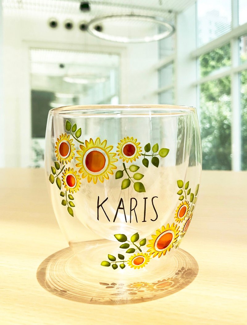 雙層玻璃杯 | 太陽花 02 | 情人禮物、結婚禮物、週年禮物 - 咖啡杯 - 玻璃 多色