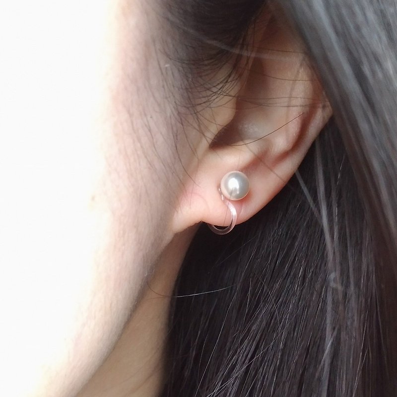 e068-吸引-施華洛世奇珍珠 夾式耳環 - 耳環/耳夾 - 寶石 白色