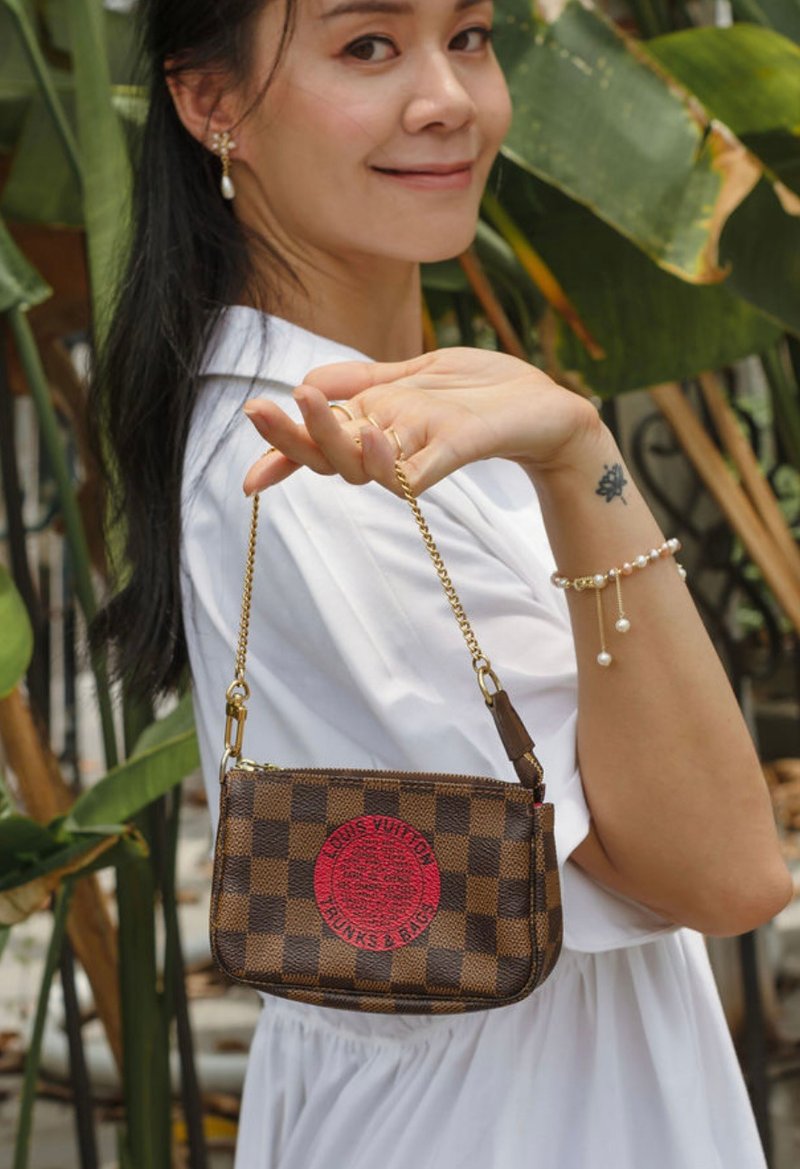 LOUIS VUITTON Damier棋盤格小麻將袋T and B棕色 - 手提包/手提袋 - 真皮 多色