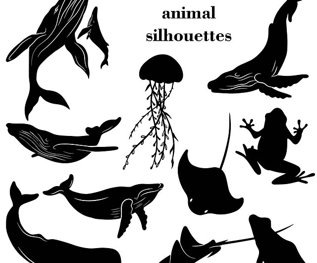 天体動物svg 神秘的な動物のシルエットの猫 クマ クジラ カエル 印刷 ショップ Lellyartyshop イラスト 絵画 カリグラフィー Pinkoi
