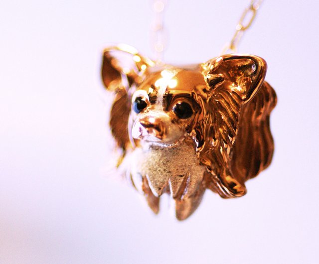 Papillon Dog, Fine Art, Silver Pendant