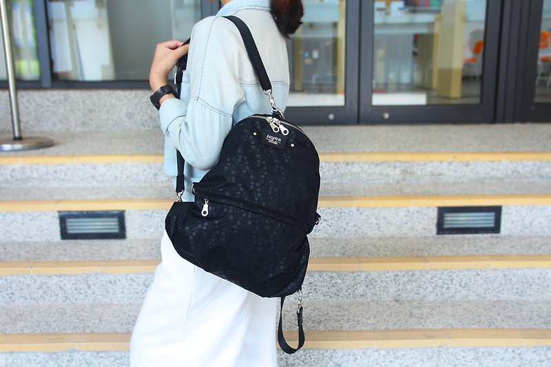 [Light familiarity] Nylon three-purpose bag - fashion black (MIT Taiwan) - Messenger Bags & Sling Bags - Nylon Black