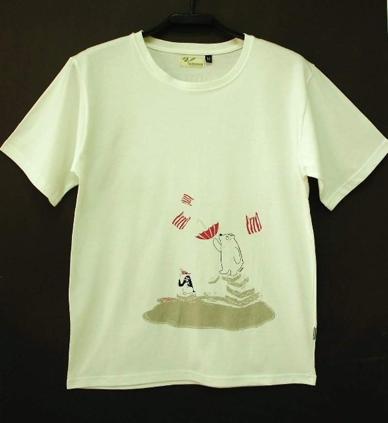 [Clear product] Organic cotton short sleeve [Meet. White Bear] Neutral Edition - Men's T-Shirts & Tops - Cotton & Hemp White