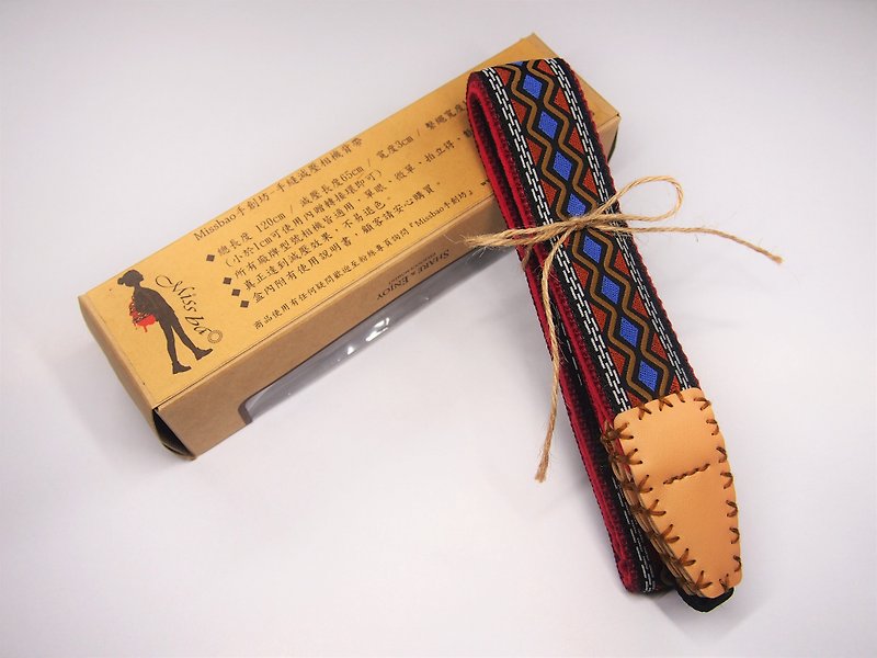 Missbao Hands Square - Taiwan Aboriginal Sew-camera strap decompression - กล้อง - ผ้าฝ้าย/ผ้าลินิน สีน้ำเงิน