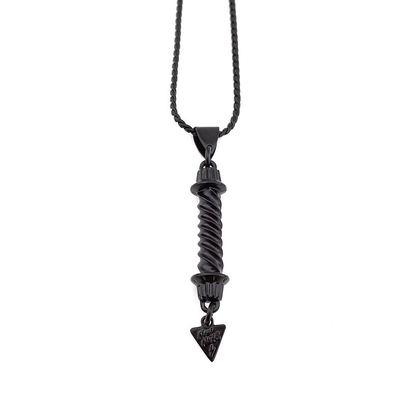 音量扭轉項鍊 Volume twist necklace (霧黑色) - 項鍊 - 其他金屬 黑色