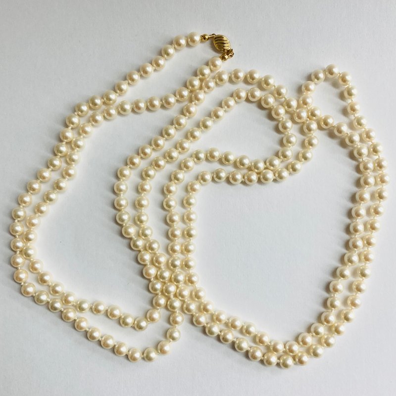 Shell pearl 3-way all-knot rope necklace L/approx. 6.5mm approx. 153cm/cream two-tone/G/made in Japan - Necklaces - Shell White