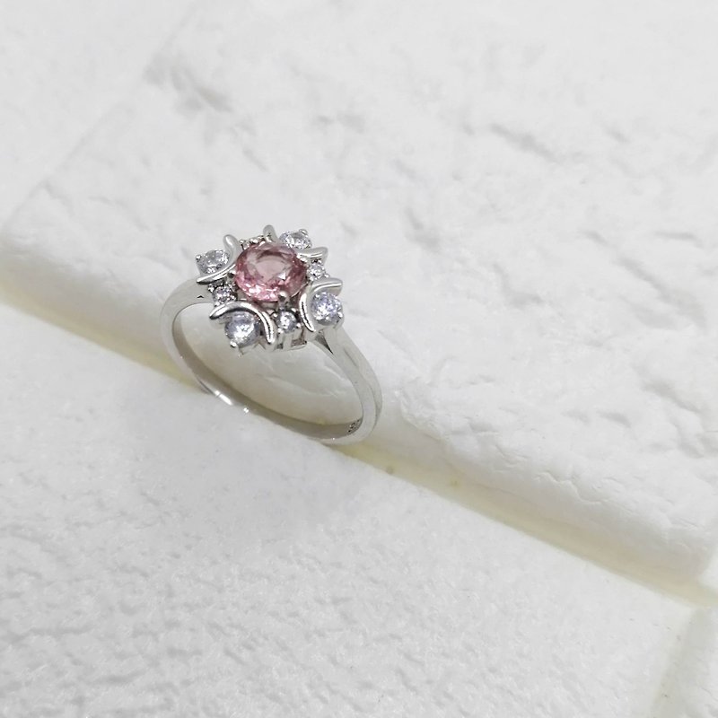 Natural Pink Tourmaline Ring , 925 sterling silver - 戒指 - 寶石 銀色