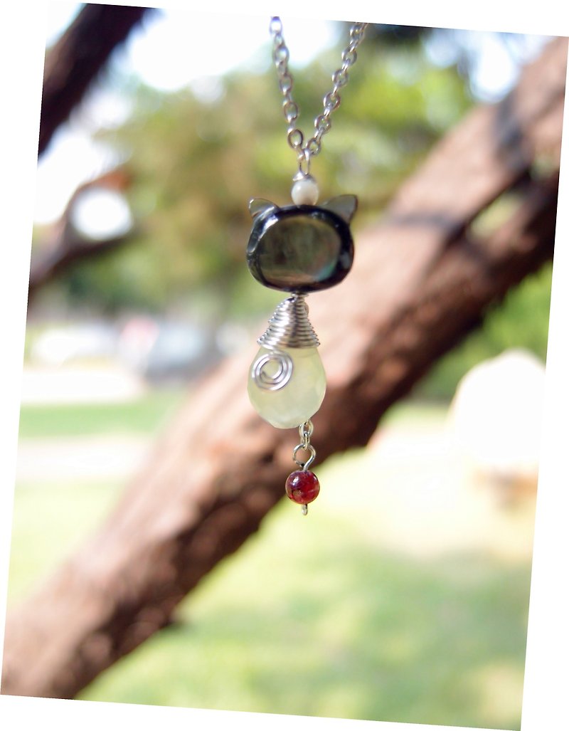 "DODOWU jewelry hand-made light" sweet and sour grapes ~ [※] natural stone stone kitten chain clavicle Short chain / steel anti-allergic / not fade - สร้อยคอ - กระดาษ สีเขียว