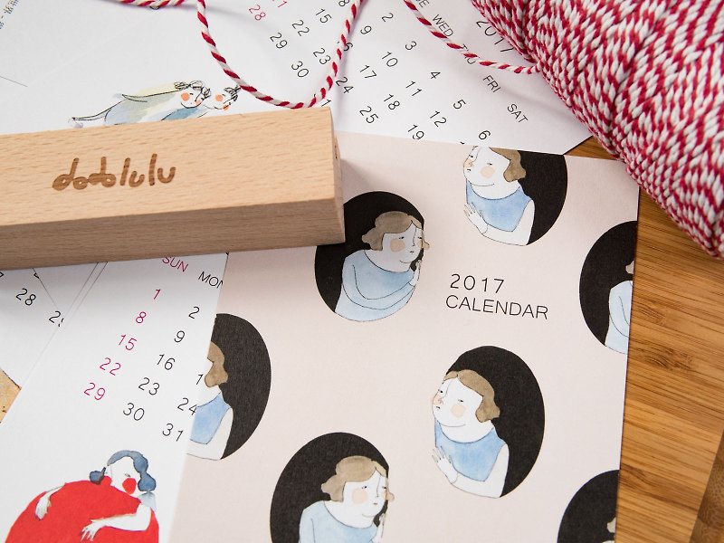 dodolulu 2017 calendar illustration hand-painted wooden blocks desk calendar calendar - ปฏิทิน - กระดาษ สึชมพู