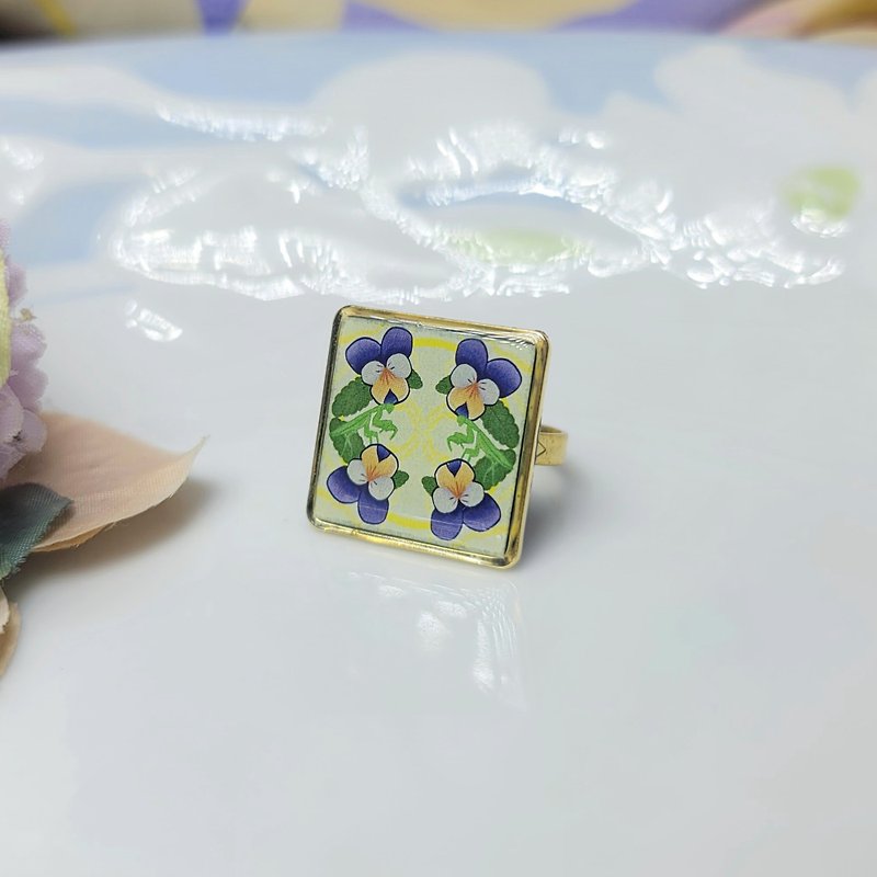 Jingzhe Solar Terms Tile Handmade Ring Badge Pin - แหวนทั่วไป - ทองแดงทองเหลือง หลากหลายสี