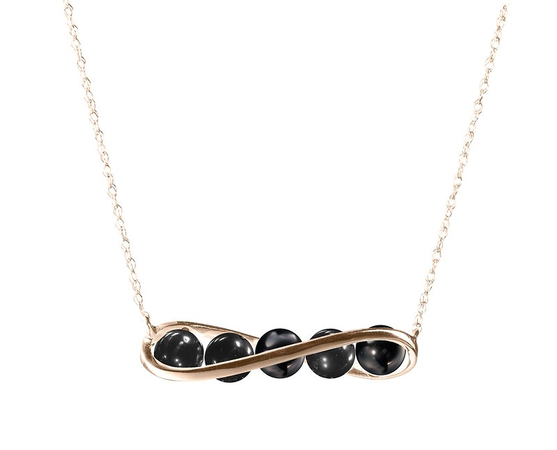 Black Tourmaline Horizontal Bar Necklace, Simple Minimalist Gemstone Pendant - Collar Necklaces - Precious Metals Black
