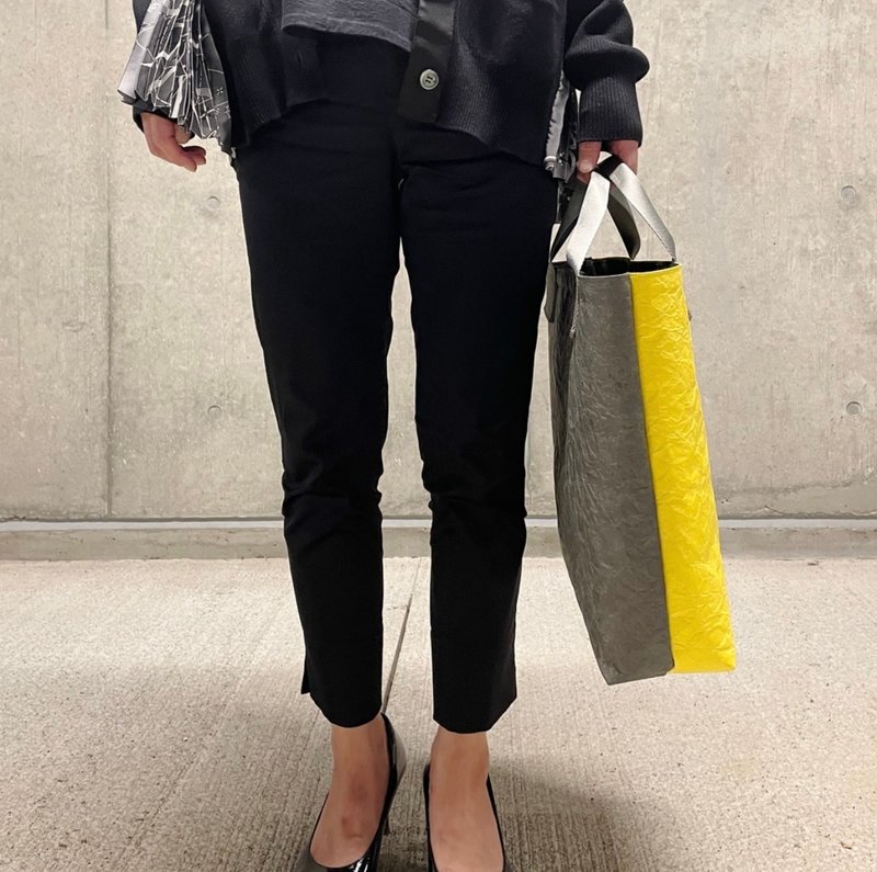 東京発】特殊素材エコロジートートバッグ olive gray / yellow   bi-color - 手提包/手提袋 - 防水材質 多色