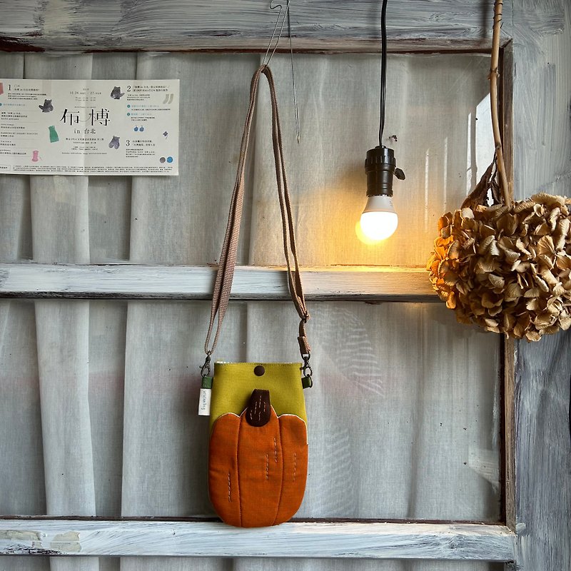 Pumpkin/Mustard Green Bottom/Slant Bag/Mobile Phone Bag - Messenger Bags & Sling Bags - Cotton & Hemp Orange