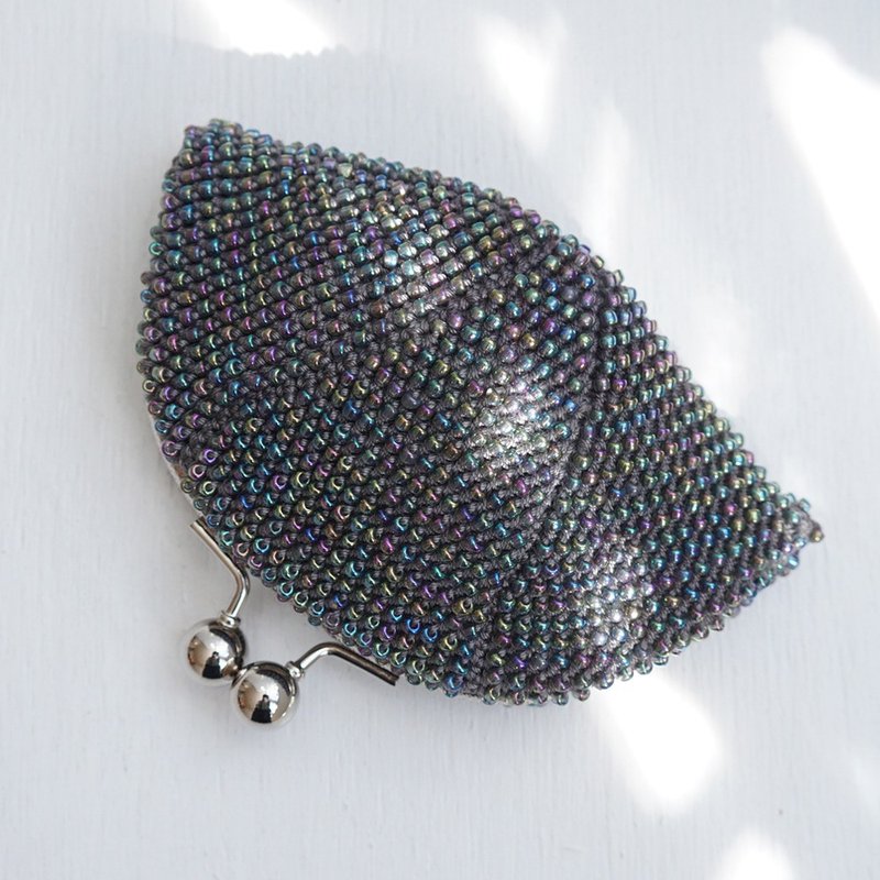 Ba-ba handmade Beads crochet pouch No.1869 - 化妝包/收納袋 - 其他材質 灰色