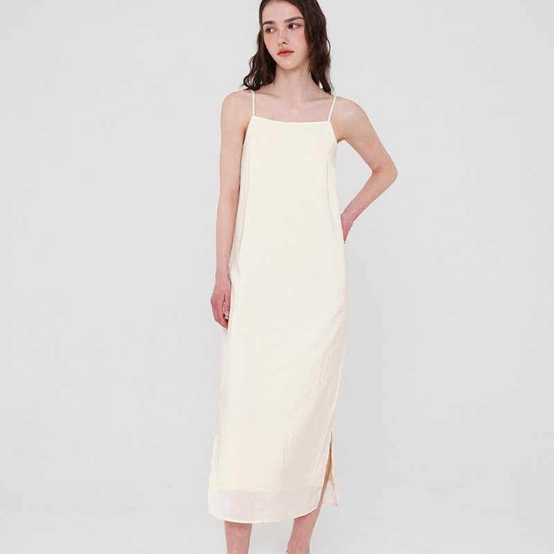 Korea sisterhood, Wrinkle slip long dress - Ivory - 洋裝/連身裙 - 其他材質 白色