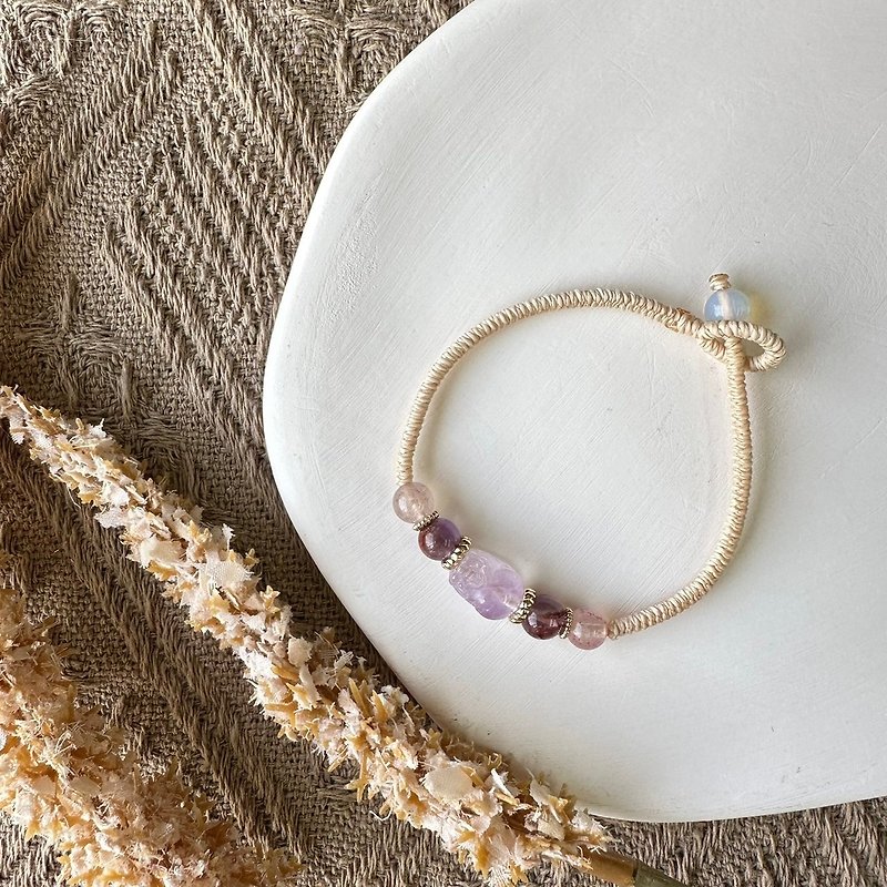 Amethyst Pixiu simple woven bracelet - Bracelets - Crystal 