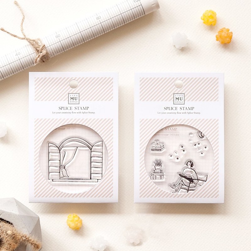 [Story Stamp] Set of 2 | Crystal Stamp, Character Stamp, Window Stamp, Scene Stamp - Stamps & Stamp Pads - Silicone Transparent