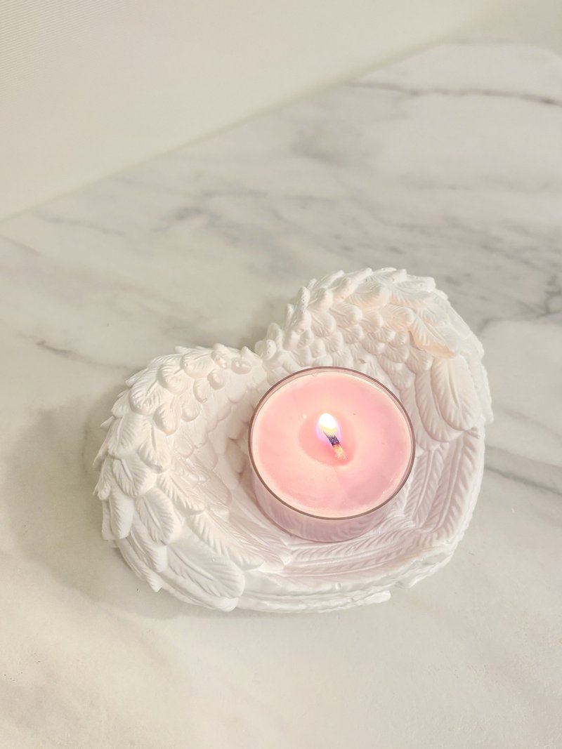 Custom | Heart Angel Wings Aroma Stone | Custom Handwritten Short Phrase - Candles & Candle Holders - Other Materials White