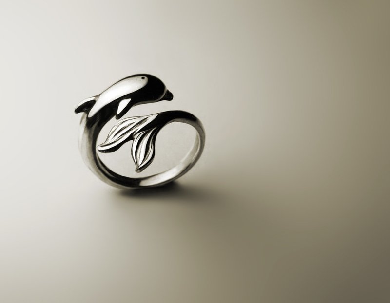 海豚戒指 - 戒指 - 其他金屬 銀色