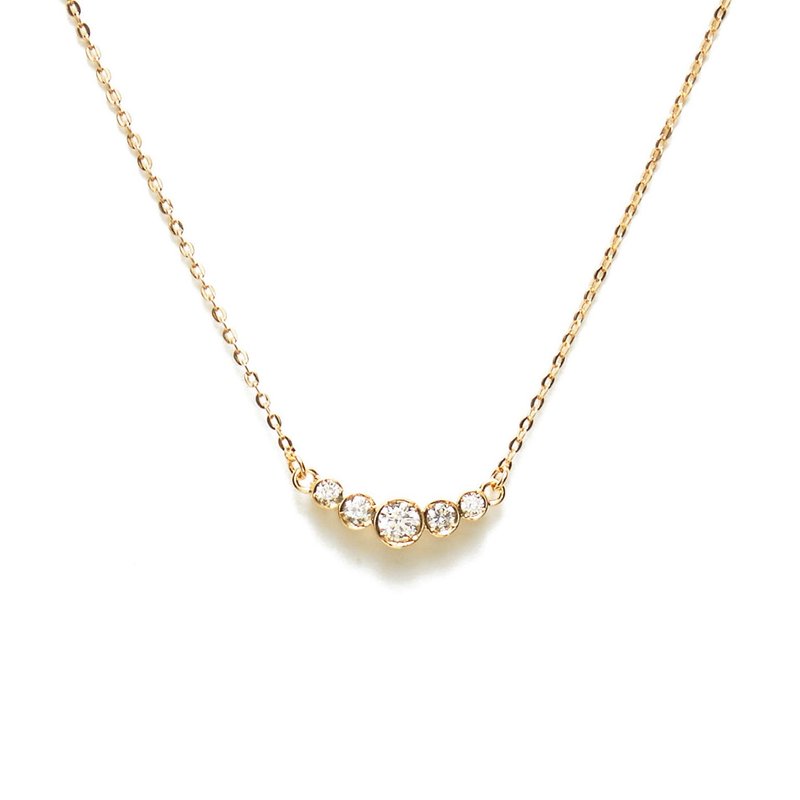 輕奢寶石項鍊 925銀厚鍍18K金 Joyeux Diamond Necklace - 項鍊 - 純銀 金色
