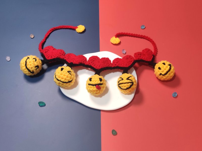 【趣味哈哈笑emoji】手製寵物頸帶/頸圈 - 針織|鉤針 - 項圈/牽繩 - 棉．麻 多色