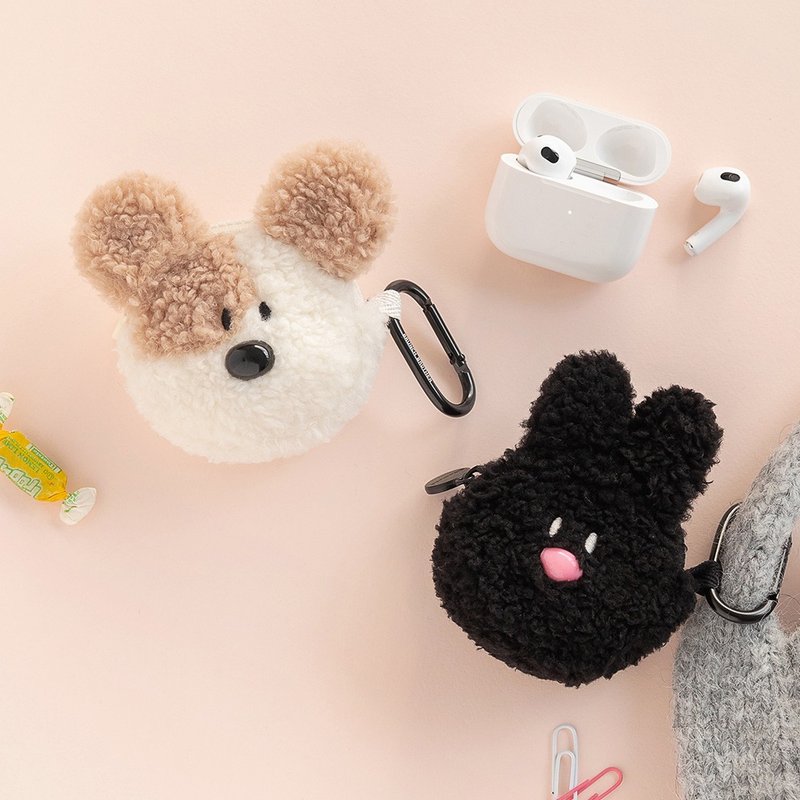 Romane Brunch Brother AirPods毛絨耳機收納包 - AirPods/耳機保護套 - 其他材質 