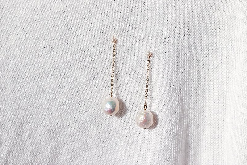 Baroque Pendulum - Minimalists Pearl Earrings - Earrings & Clip-ons - Pearl White