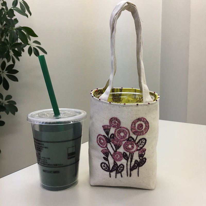 Cafe bag Small flower round - Handbags & Totes - Cotton & Hemp White