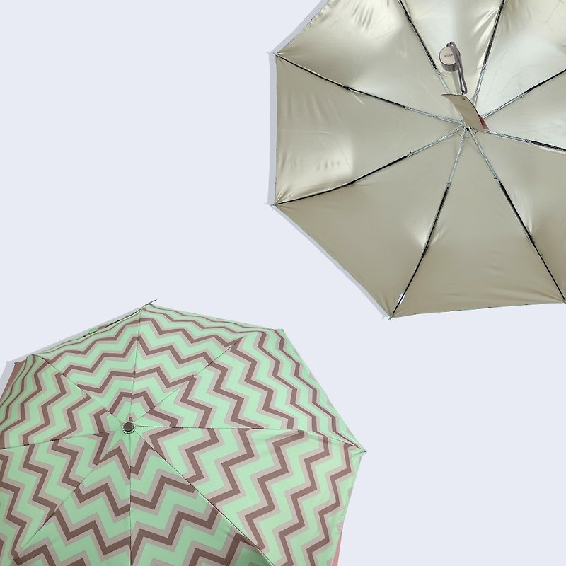 【台湾文化・クリエイティブレイントーク】クーリング、フリッピング、幾何学的アンチUV、3つ折り傘、40％割引 - 傘・雨具 - 防水素材 ゴールド