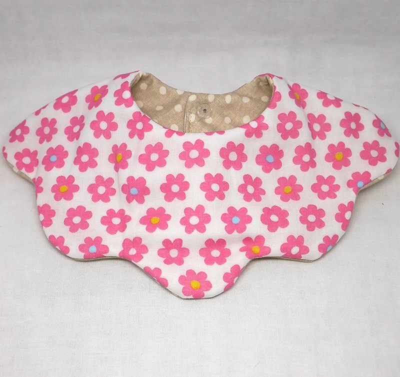 Japanese Handmade 8-layer-gauze 360 circle bib/flower type - Bibs - Cotton & Hemp Pink