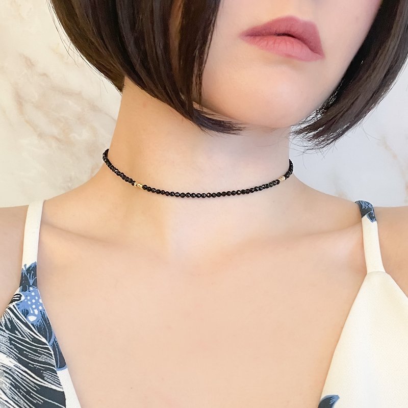 Onyx simple choker necklace SV096 - สร้อยคอ - หิน สีดำ