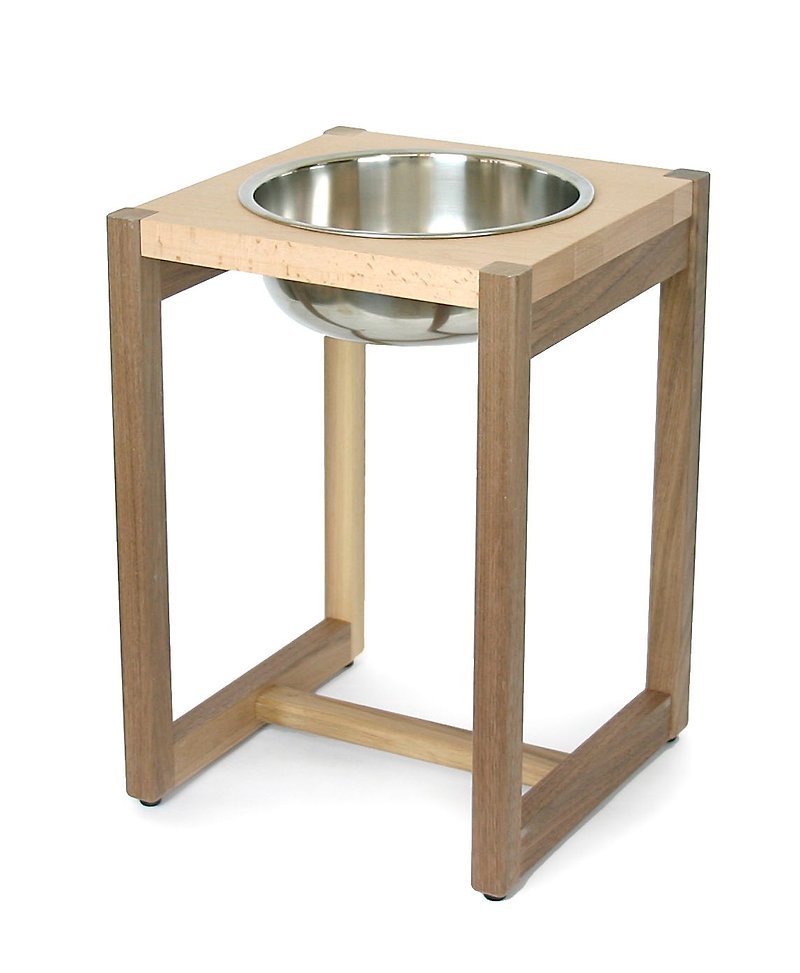 【毛家私】大口餐架-單碗XL號，H33cm - 寵物碗/碗架 - 木頭 
