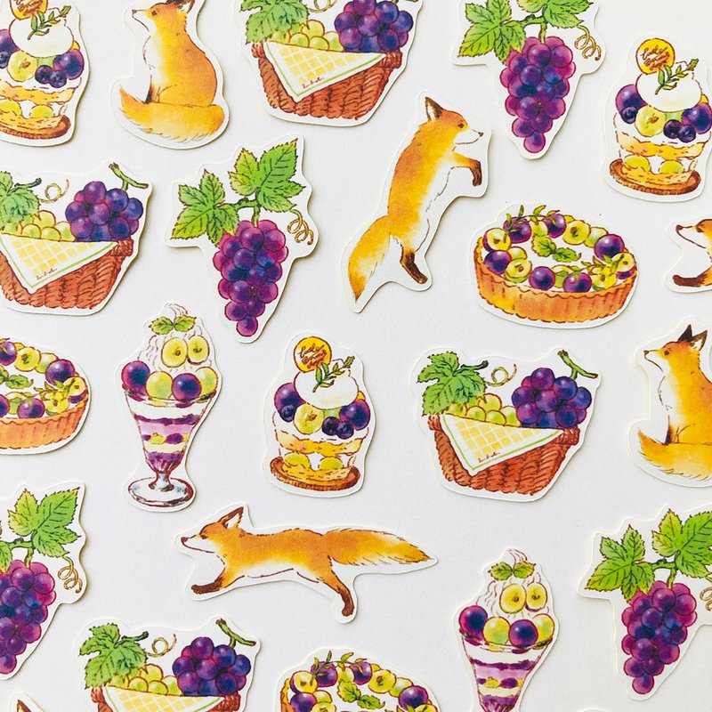 Grape and Foxフレークシール【32枚入】ぶどうときつね - 貼紙 - 紙 紫色
