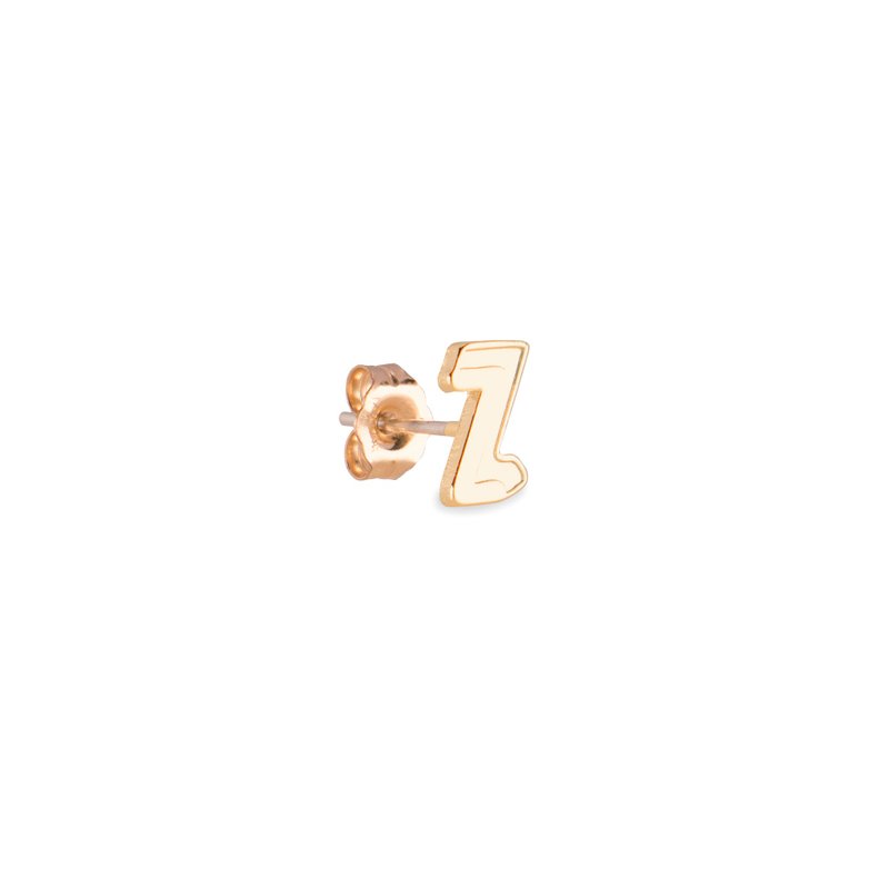 英文字母耳環 Z -純銀鍍金耳環 (單只) - 耳環/耳夾/耳骨夾 - 純銀 金色