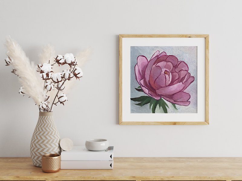 Pink peony- original oil painting,flower art,Wall Art - Wall Décor - Cotton & Hemp Multicolor