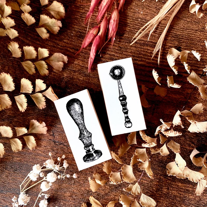 Wax Seal rubber stamp set (2 stamps) - 印章/印台 - 木頭 白色
