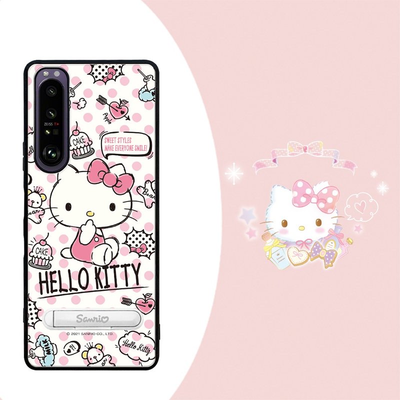 วัสดุอื่นๆ เคส/ซองมือถือ หลากหลายสี - Sanrio Sony Xperia 1 IV Shock Absorbing Stand Phone Case - Fingersuck Katie