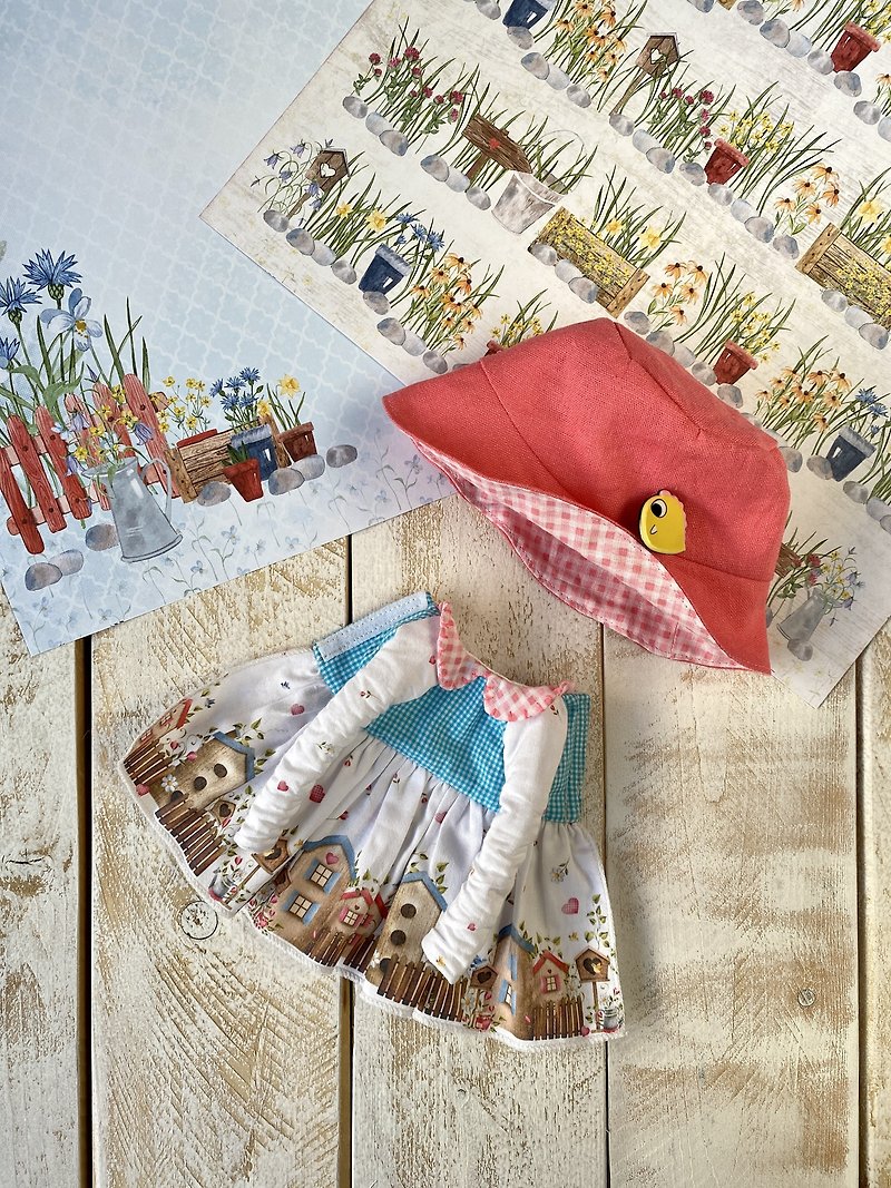 Blythe doll dress and summer hat, Blythe clothes, Neo Blythe doll outfit - ของเล่นเด็ก - โลหะ หลากหลายสี