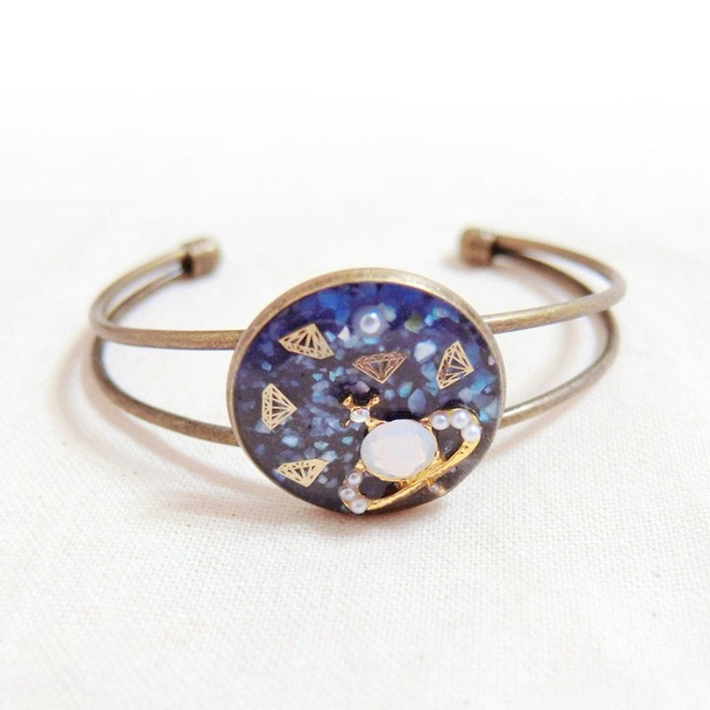 塑膠 手鍊/手鐲 藍色 - 星空鑽石手環